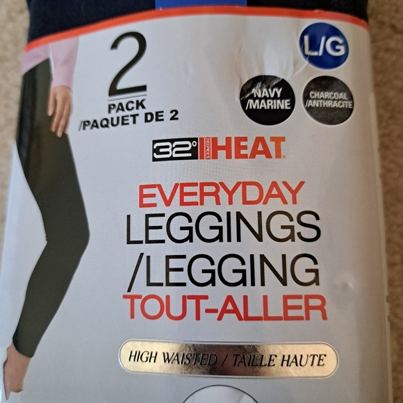 32° Degrees Heat Leggings 2 Pack Size Large Navy Blue Charcoal Grey Stretch - Picture 7 of 12